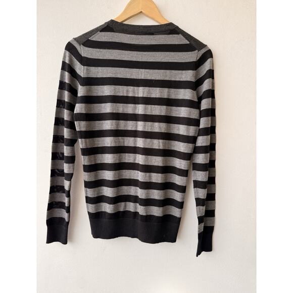 Proenza Schouler Crewneck Sweater Cashmere Silk Wool Size Small Striped Grey - Picture 3 of 9